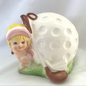 VINTAGE Patmar Porcelain Baby Golfer Planter Made In Japan
